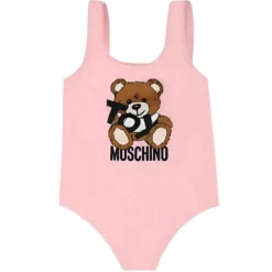 Moschino Baby Swimming Clothes*Baby - Girl Toy Bear Logo Print Swimsuit In Gift Box Pink