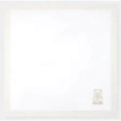 Moschino Blankets & Quilts*Baby - Popeline Striped Blanket With Bear Embroidery, Beige
