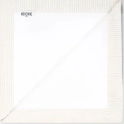 Moschino Blankets & Quilts*Baby - Popeline Striped Blanket With Bear Embroidery, Beige