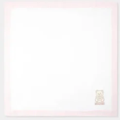 Moschino Blankets & Quilts*Baby - Popeline Striped Blanket With Bear Embroidery, Light Pink
