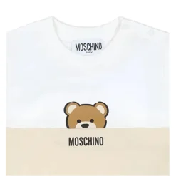 Moschino Baby Sets*Baby - Short Sleeve Tee And Shorts Set With Bear Print In Gift Box Beige