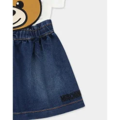 Moschino Dresses|Baby Dresses & Skirts*Baby - Short Sleeve Tee And Bear Overall Skirt Denim