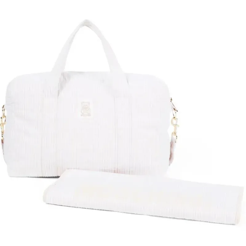 Moschino Convertible Backpacks*Baby - Striped Diaper Bag With Bear Patch Changing Mat Beige