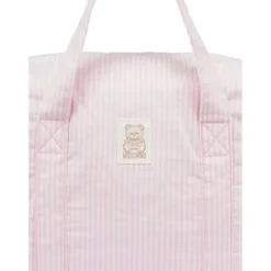 Moschino Convertible Backpacks*Baby - Striped Diaper Bag With Bear Patch Changing Mat Light Pink