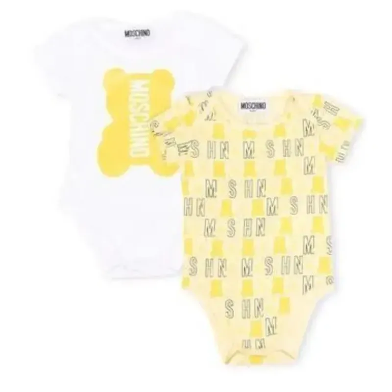 Moschino Baby Onesies & Bodysuits*Baby - Unisex Jersey Bodysuit Gift Set With All Over, Gold Toy