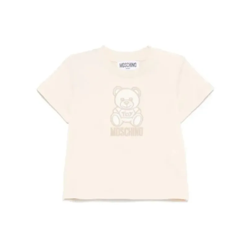 Moschino Baby Tops*Baby - Unisex Short Sleeve Toned Tee With Bear Print, Beige