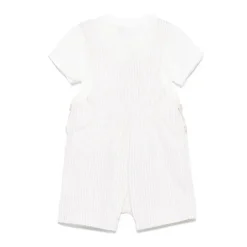Moschino Baby Sets*Baby - Unisex Short Sleeve Tee With Striped Overall And Bear Patch Beige