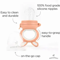 Moss u0026 Fawn Frozen|Food Feeder*Moss & Fawn - Forage Feeder, Soothing Silicone Frozen Baby Food Teething Toy, Bloom