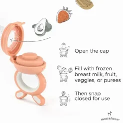 Moss u0026 Fawn Frozen|Food Feeder*Moss & Fawn - Forage Feeder, Soothing Silicone Frozen Baby Food Teething Toy, Bloom