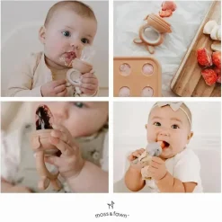 Moss u0026 Fawn Frozen|Food Feeder*Moss & Fawn - Forage Feeder, Soothing Silicone Frozen Baby Food Teething Toy, Bloom