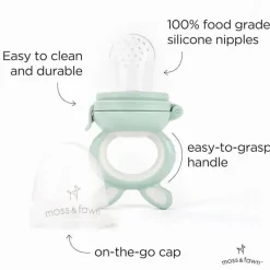 Moss u0026 Fawn Frozen|Food Feeder*Moss & Fawn - Forage Feeder, Soothing Silicone Frozen Baby Food Teething Toy, Fern