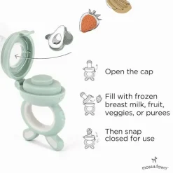Moss u0026 Fawn Frozen|Food Feeder*Moss & Fawn - Forage Feeder, Soothing Silicone Frozen Baby Food Teething Toy, Fern