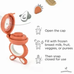 Moss u0026 Fawn Frozen|Food Feeder*Moss & Fawn - Forage Feeder, Soothing Silicone Frozen Baby Food Teething Toy, Terracotta
