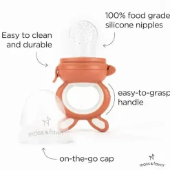 Moss u0026 Fawn Frozen|Food Feeder*Moss & Fawn - Forage Feeder, Soothing Silicone Frozen Baby Food Teething Toy, Terracotta