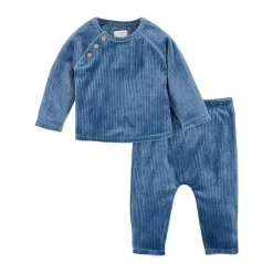 Mud Pie Baby Shorts, Jeans & Pants*- Baby Blue Velour Pant Set
