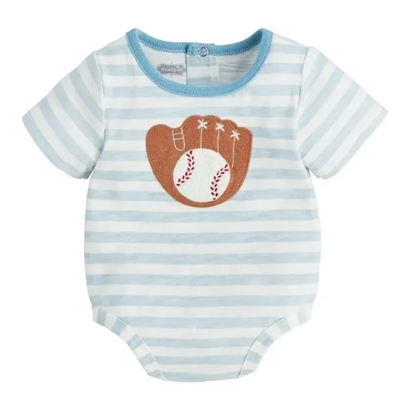 Mud Pie Baby One-Pieces*- Baby Boy Baseball Crawlers