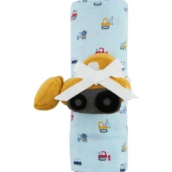 Mud Pie Swaddles & Wearable Blankets*- Baby Boy Construction Swaddle & Rattle Set