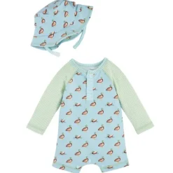 Mud Pie Baby Swimming Clothes*- Baby Boy Duck Rashguard One-Piece & Hat Sets