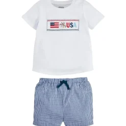 Mud Pie Baby Sets*- Baby Boy Flag Smocked Short Set