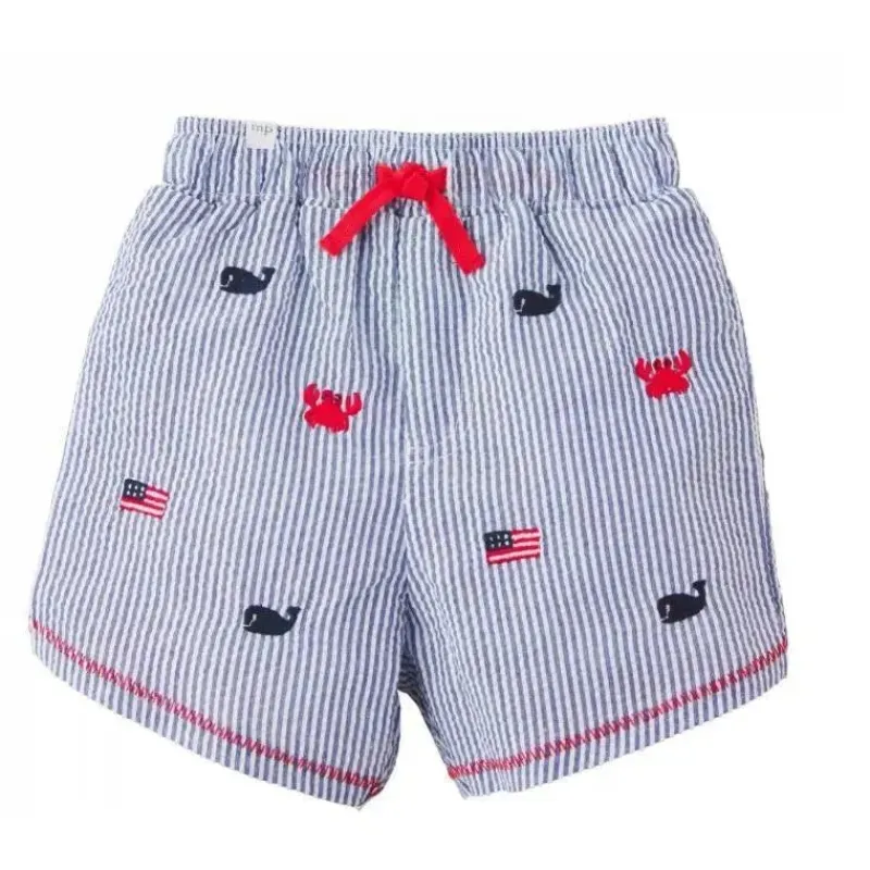 Mud Pie Baby Swimming Clothes*- Baby Boy Sail Seersucker Swim Trunks