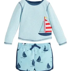 Mud Pie Baby Swimming Clothes*- Baby Boy Sailboat Rash Guard & Swim Trunks Set
