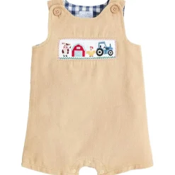 Mud Pie Baby One-Pieces*- Baby Boys Children's Farm Smocked Jon Jon
