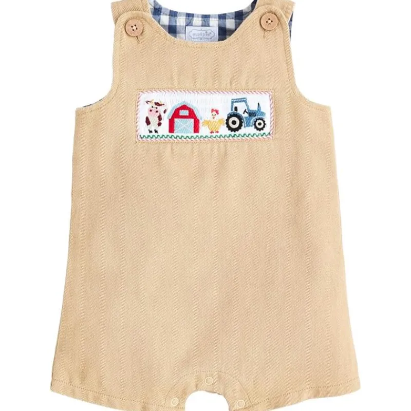 Mud Pie Baby One-Pieces*- Baby Boys Children's Farm Smocked Jon Jon