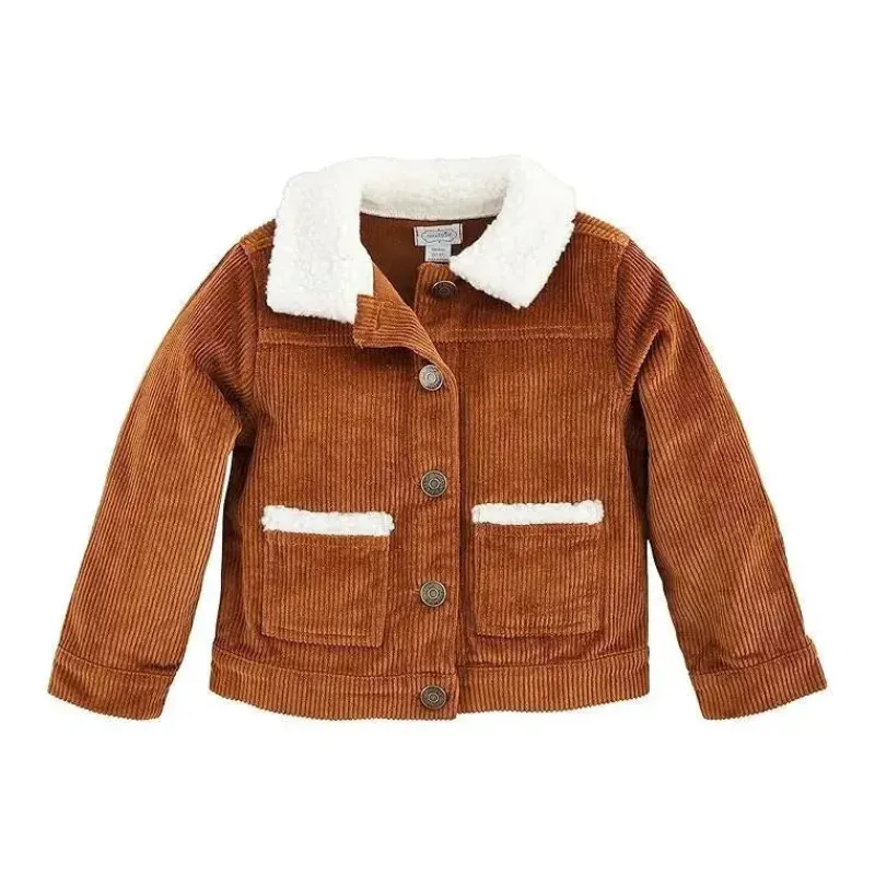 Mud Pie Baby Coats, Sweaters & Jackets*- Baby Brown Cord Sherpa Jacket