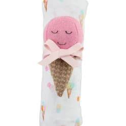 Mud Pie Swaddles & Wearable Blankets*- Baby Girl Ice Cream Swaddle & Rattle Set
