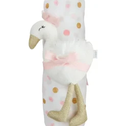 Mud Pie Swaddles & Wearable Blankets*- Baby Girl Pink & Gold Dot Swaddle & Rattle Set