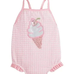 Mud Pie Baby Swimming Clothes*- Baby Girl Pink Check Ice Cream Swimsuit