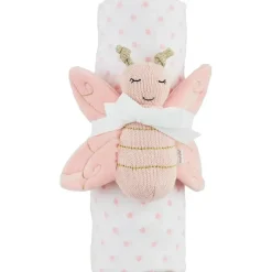 Mud Pie Swaddles & Wearable Blankets*- Baby Girl Pink Dot Swaddle & Rattle Set