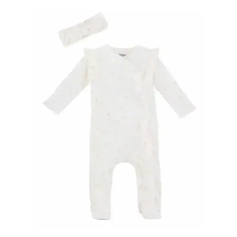 Mud Pie Baby One-Pieces*- Baby Girl Rib Star Sleeper And Headband