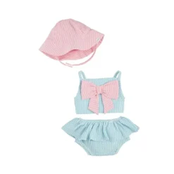 Mud Pie Baby Swimming Clothes*- Baby Girl Seersucker Swimsuit & Hat Set