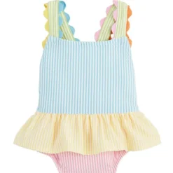 Mud Pie Baby Swimming Clothes*- Baby Girl Seersucker Ric-Rac Swimsuit