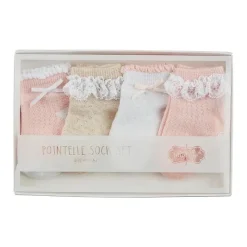 Mud Pie Baby Gloves & Socks*- Baby Pink Pointelle Baby Sock Set, 0/12 Months