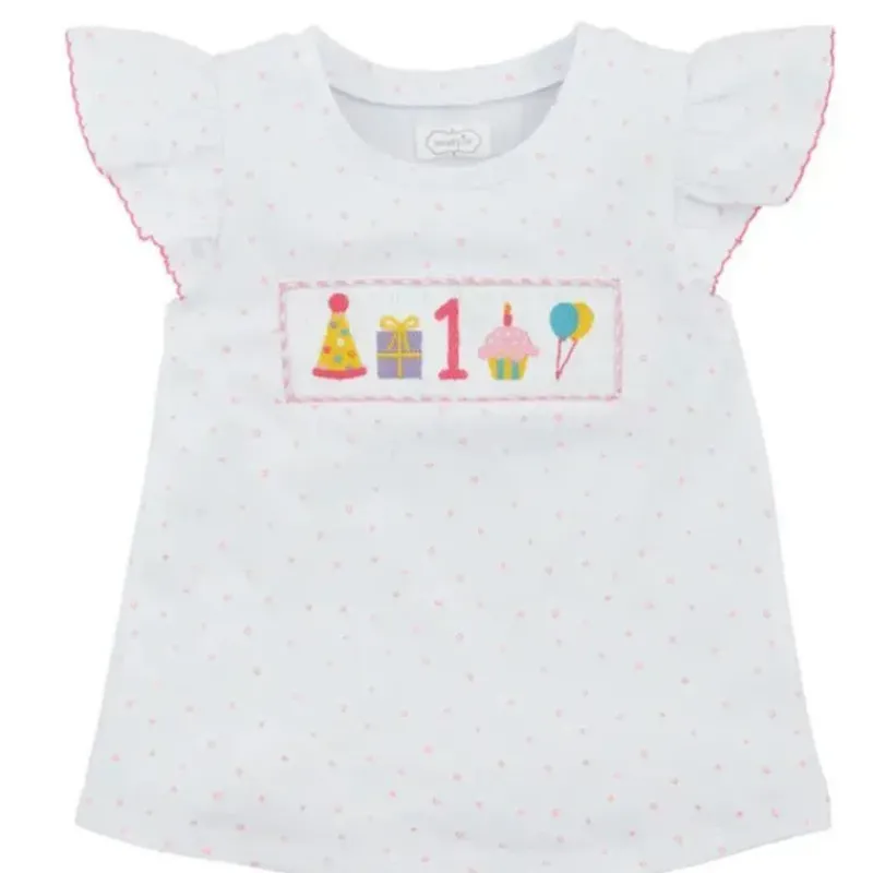 Mud Pie Birthday Party*- Birthday Girl Smocked One Tunic 12-18M