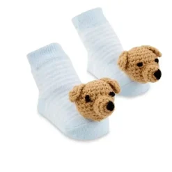 Mud Pie Baby Gloves & Socks*- Blue Dog Rattle Toe Socks 0-12M