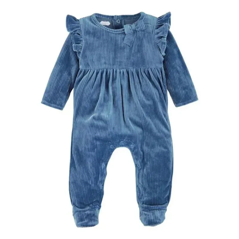 Mud Pie Baby Sleepwear*- Blue Velour Sleeper