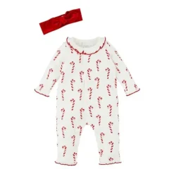Mud Pie Baby One-Pieces*- Candy Cane One-Piece & Headband Set, 6-9 Months