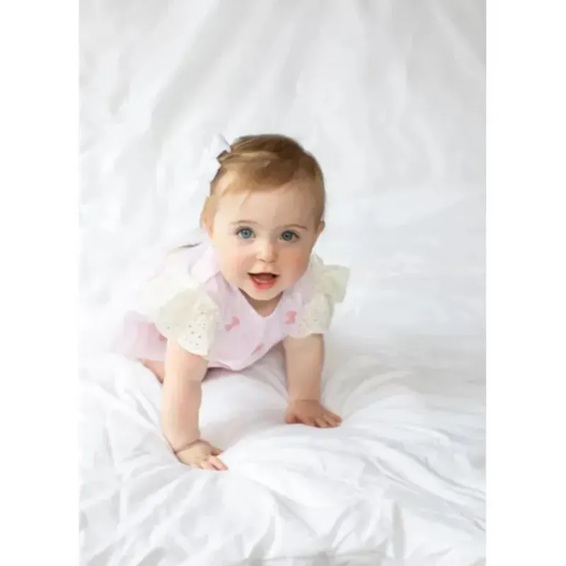 Mud Pie Baby Sets*- Embroidered Pink Bow Pinafore Set