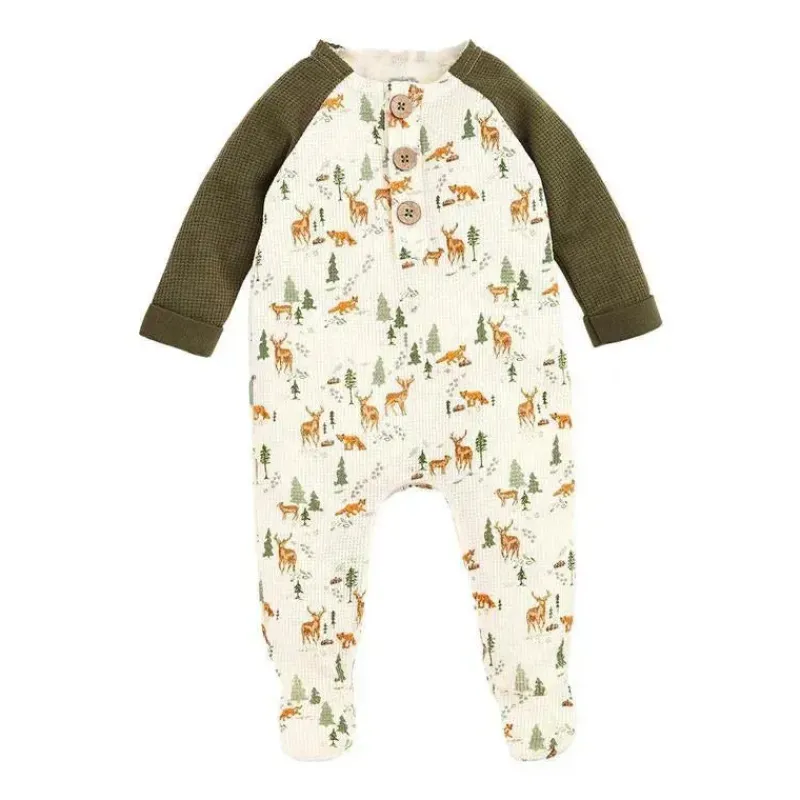 Mud Pie Baby Sleepwear*- Little Deer Ditsy Sleeper, 0-3 Months