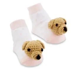 Mud Pie Baby Gloves & Socks*- Pink Dog Rattle Toe Socks 0-12M