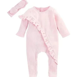 Mud Pie Baby Sleepwear*- Pink Velour Sleeper & Headband Set