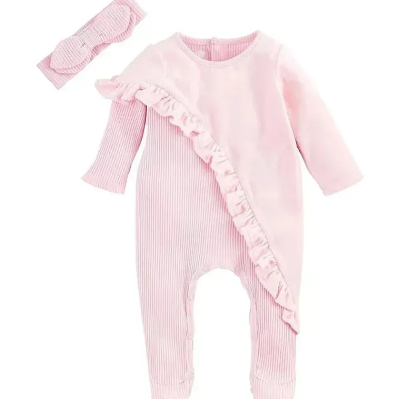 Mud Pie Baby Sleepwear*- Pink Velour Sleeper & Headband Set
