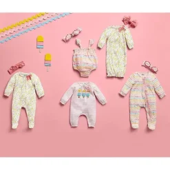 Mud Pie Baby One-Pieces*- Rainbow Ric-Rac Bubble & Headband Set