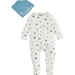 Mud Pie Baby Sleepwear*- Sports Print Sleeper & Bib Set