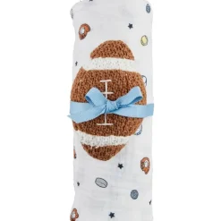 Mud Pie Swaddles & Wearable Blankets*- Sports Swaddle & Football Rattle Set