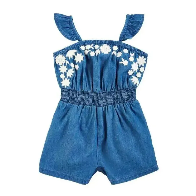 Mud Pie Baby One-Pieces*- Toddler Embroidered Denim Romper