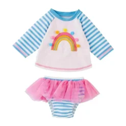 Mud Pie Baby Swimming Clothes*- Toddler Girl Rainbow Rash Guard Set